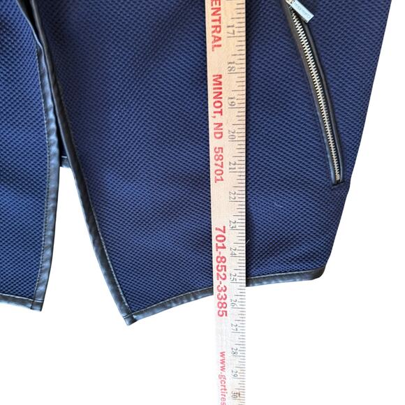 Calvin Klein Sweater Moto Jacket Size XL Blue Knit Black Trim Textured Pockets - Picture 7 of 9